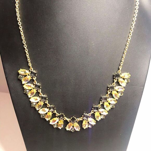 957 J.Crew Goldtone AB Aurora Borealis station necklace 18"-20" - Picture 1 of 3